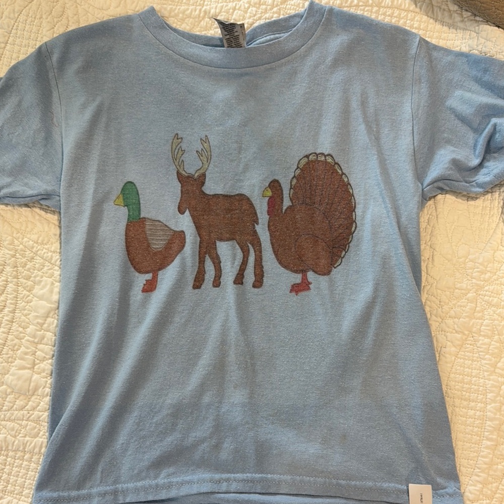 Gildan Blue Short Sleeve Tee with Woodland Animal Design